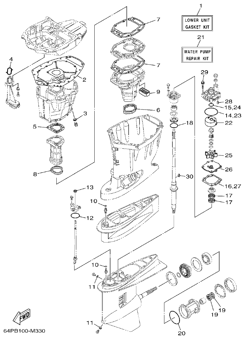 Yamaha F150DET, FL150DET REPAIR KIT 2 parts diagram